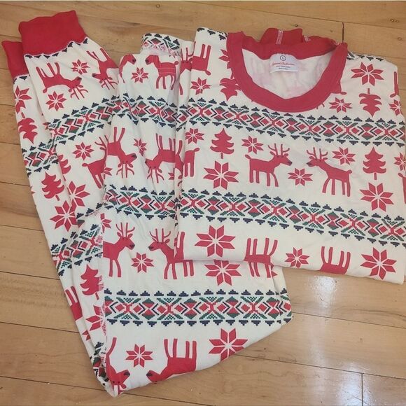 Hanna Andersson Womens Dear Deer Long John Pajama Set 2 Piece Size Large - Picture 2 of 6